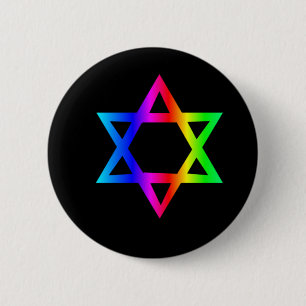 Regenbogen-Davidsstern Button