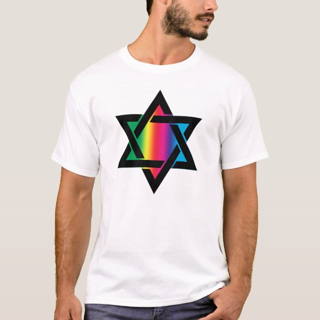 Regenbogen-Davidsstern T-Shirt (Vorderseite)