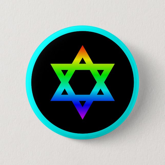 Regenbogen-Davidstern Button (Vorderseite)