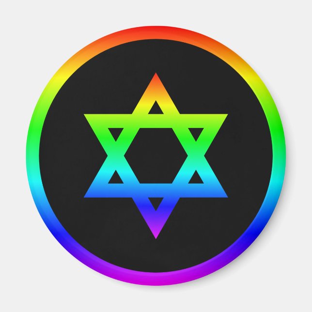 Regenbogen-Davidstern Magnet (Vorne)