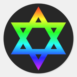 Regenbogen-Davidstern Runder Aufkleber