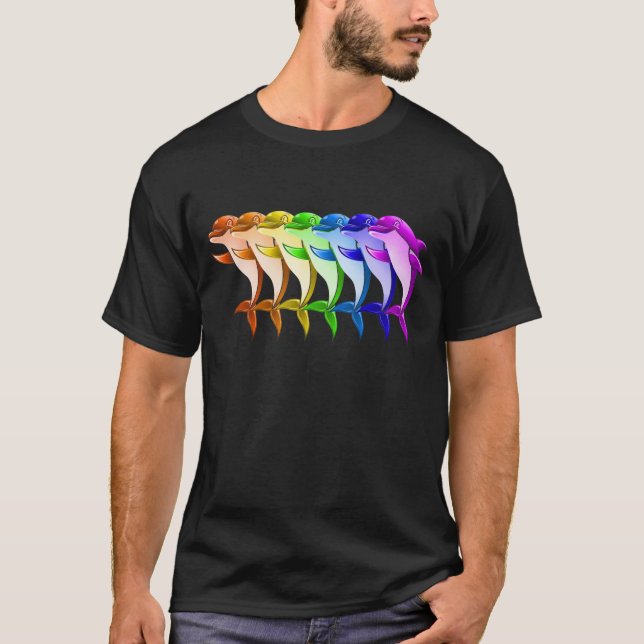 Regenbogen-Delphine T-Shirt (Vorderseite)