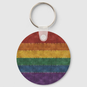Regenbogen-Denim-Flagge Schlüsselanhänger