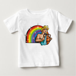 Regenbogen der 1980er Jahre mit Wassermann-Mann mi Baby T-shirt