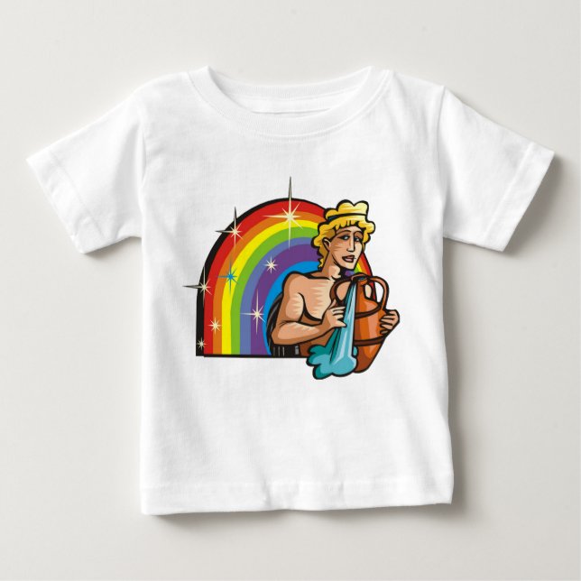 Regenbogen der 1980er mit Aquarius Man mit Wasserv Baby T-shirt (Vorderseite)