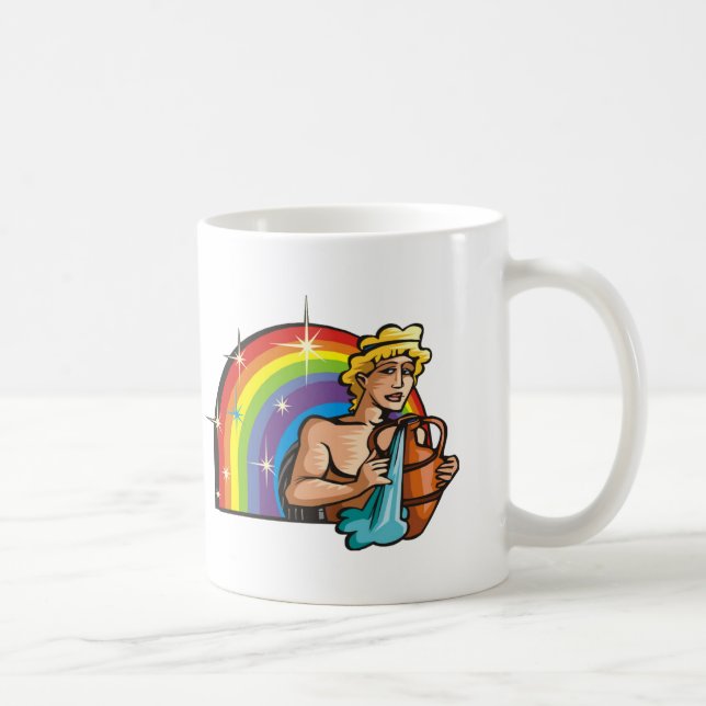 Regenbogen der 1980er mit Aquarius Man mit Wasserv Kaffeetasse (Rechts)