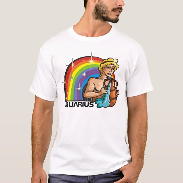 Regenbogen der 1980er mit Aquarius Man mit Wasserv T-Shirt (Vorderseite)