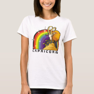 Regenbogen der 1980er mit Capricorn-Ziege T-Shirt