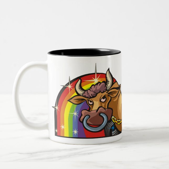 Regenbogen der 1980er mit Taurus Bull Zweifarbige Tasse (Links)