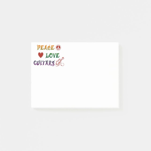 Regenbogen der FriedensLiebe-elektrischen Gitarren Post-it Klebezettel (Vorderseite)