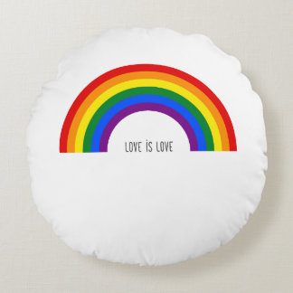 Regenbogen der Gay Pride. Liebe ist Liebe. Rundes Kissen