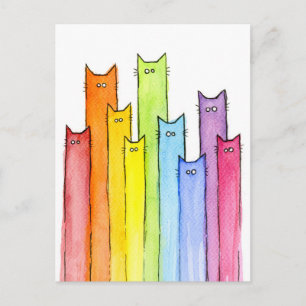 Regenbogen der Katzen Funny Postcard Postkarte