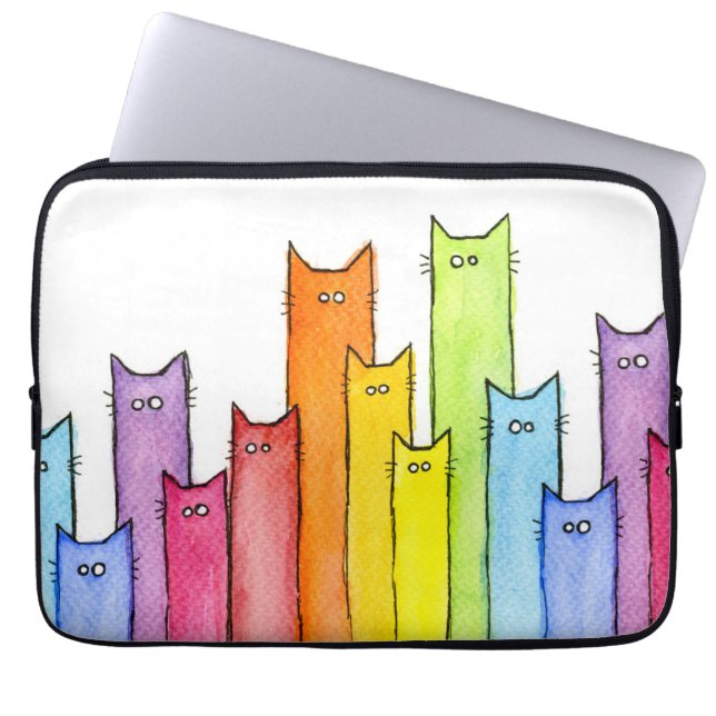 Regenbogen der Katzen-Laptop-Hülse Laptopschutzhülle (Vorderseite)