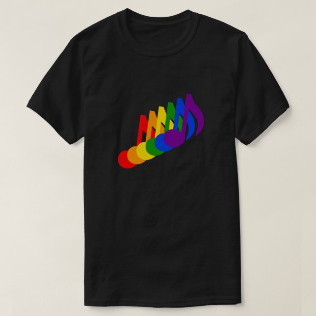 Regenbogen der musikalischen Anmerkungen T-Shirt (Design vorne)