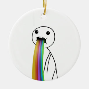 Regenbogen, der oben meme wirft keramikornament