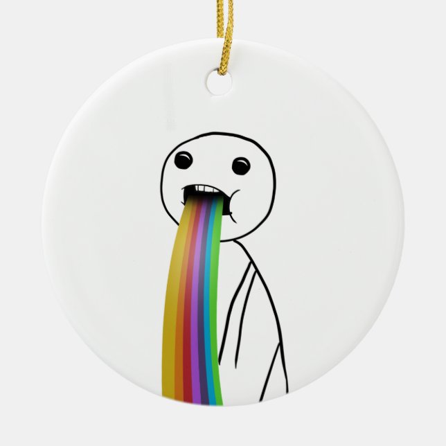 Regenbogen, der oben meme wirft keramikornament (Vorne)