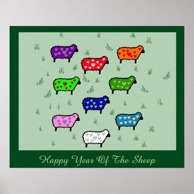 Regenbogen der Schafe Poster (Vorne)