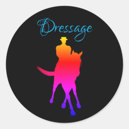 Regenbogen der Silhouette Dressur Runder Aufkleber