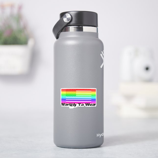 Regenbogen der US-Flagge - es lohnt sich, zu trage Aufkleber (HydroFlask)