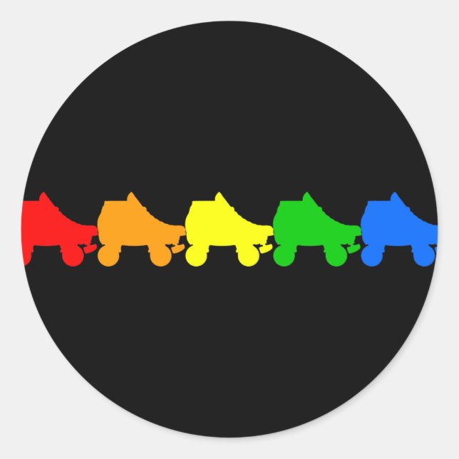Regenbogen des Skate Runder Aufkleber (Vorderseite)