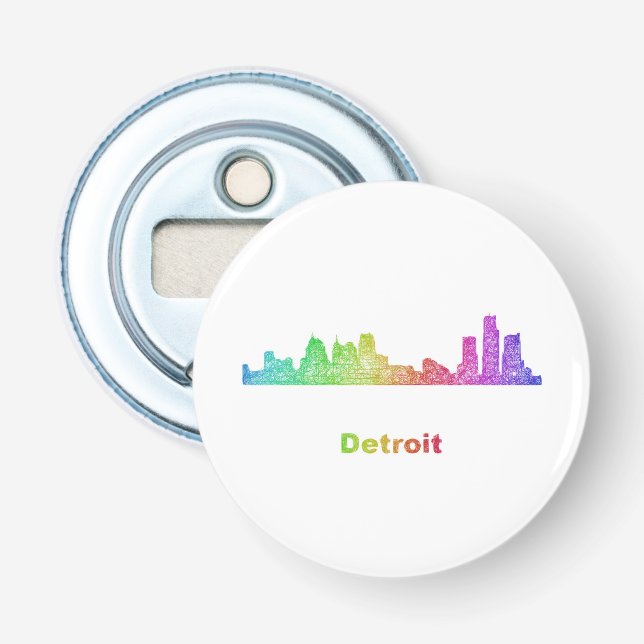 Regenbogen-Detroit-Skyline Flaschenöffner (Vorderseite)