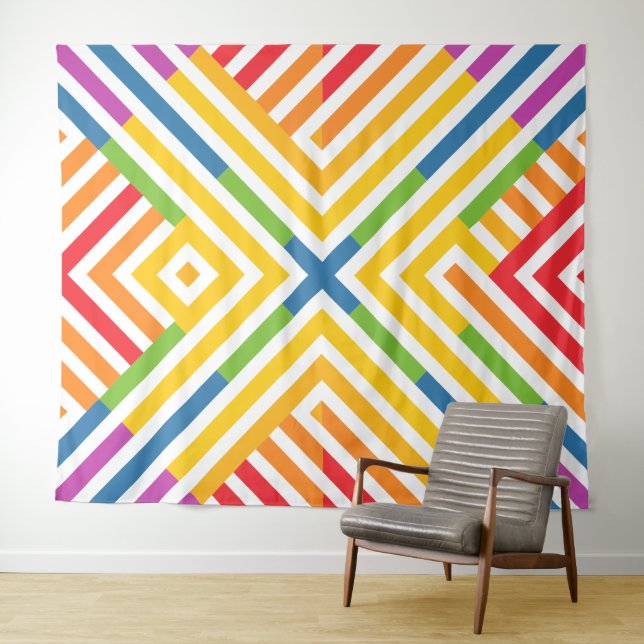 Regenbogen-Diagonalen-Figur Wandteppich (Beispiel (Horizontal))