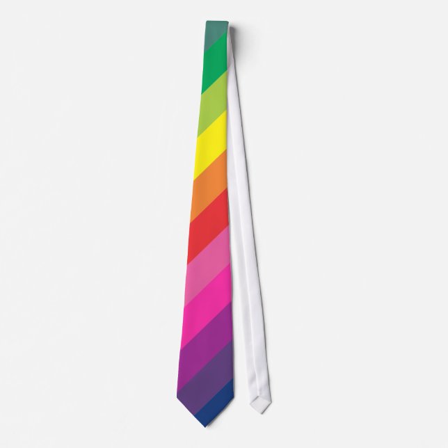 Regenbogen-Diagonalstreifen Krawatte (Vorderseite)