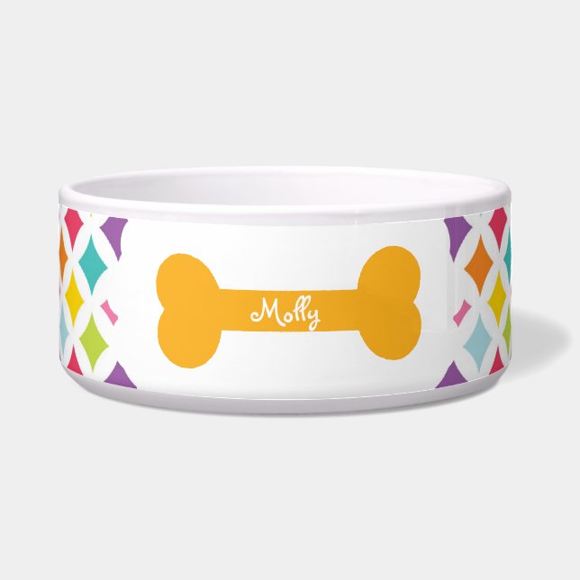 Regenbogen-Diamant-Druck personalisiert Napf (Vorderseite)