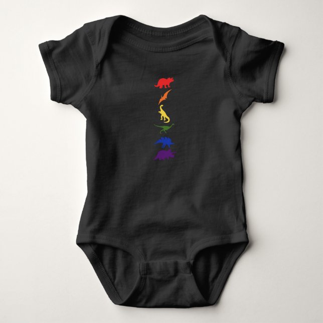 Regenbogen-Dinosaurier Baby Strampler (Vorderseite)