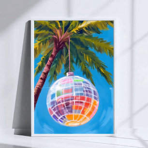 Regenbogen-Disco-Kugel Pastell-Aquarell-Malerei Poster