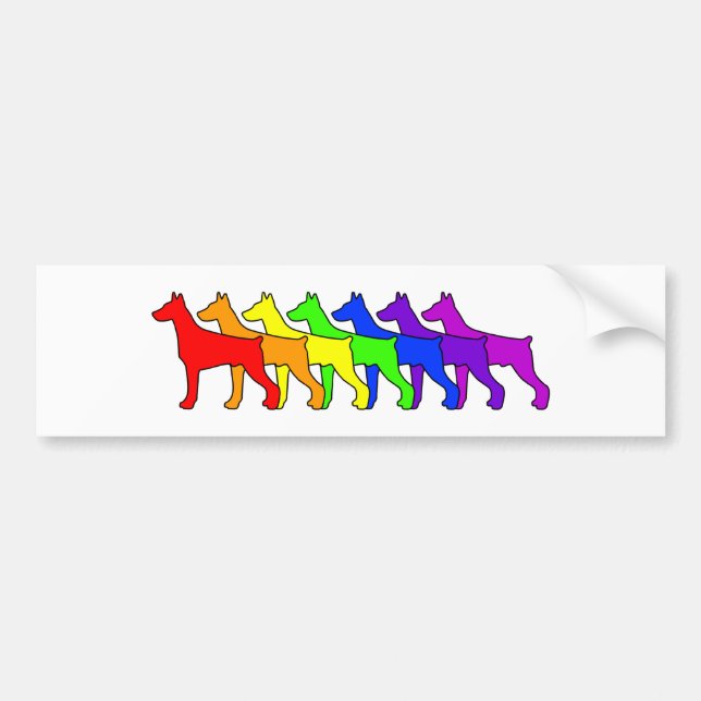 Regenbogen-Dobermann Autoaufkleber (Vorne)