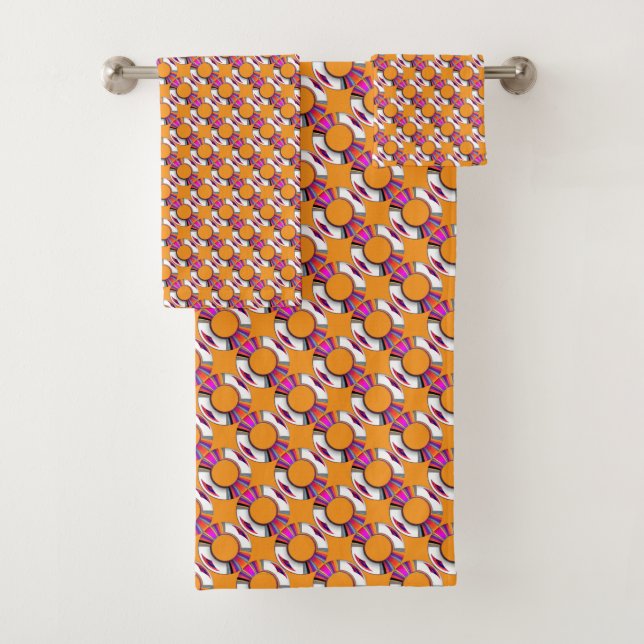 Regenbogen-Donut-Wiederholung Orange Badhandtuch Set (Insitu)