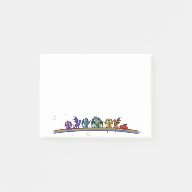 Regenbogen-Drachen Post-it Klebezettel (Vorderseite)