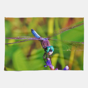 Regenbogen-Dragonfly und Blume Geschirrtuch