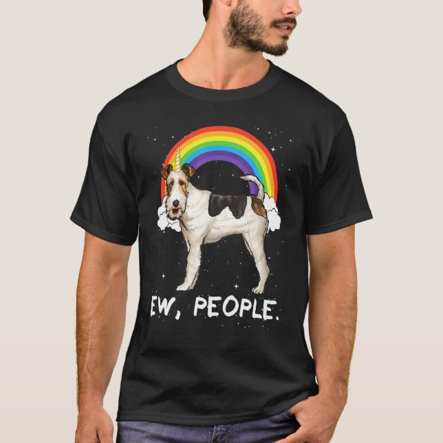 Regenbogen-Drahthaar-Foxterrier Ew Menschen Einhor T-Shirt (Vorderseite)