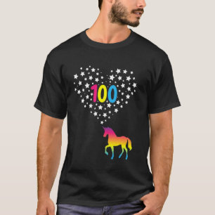 Regenbogen-Einhorn 100-Tage-Schulfeier T-Shirt