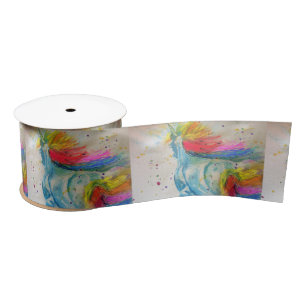Regenbogen-Einhorn-Aquarellmalerei Satinband