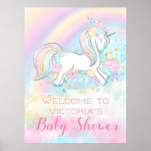 Regenbogen-Einhorn-Baby-Shower-Schilder Poster