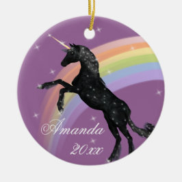Regenbogen-Einhorn-Fantasie Keramik Ornament