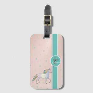 Regenbogen-Einhorn, farbenfrohes Sterne-Monogramm Gepäckanhänger