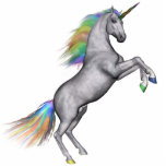 Regenbogen-Einhorn Freistehende Fotoskulptur<br><div class="desc">Ein magisches Tier richtet oben auf seinen Hinterbeinen auf,  die seine körperliche und magische Macht anzeigen.</div>