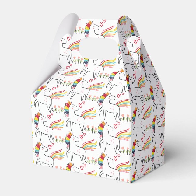 Regenbogen-Einhorn-Geburtstagsname Geschenkschachtel (Vorderseite)