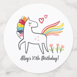 Regenbogen-Einhorn-Geburtstagsname nach Wunsch Konfetti