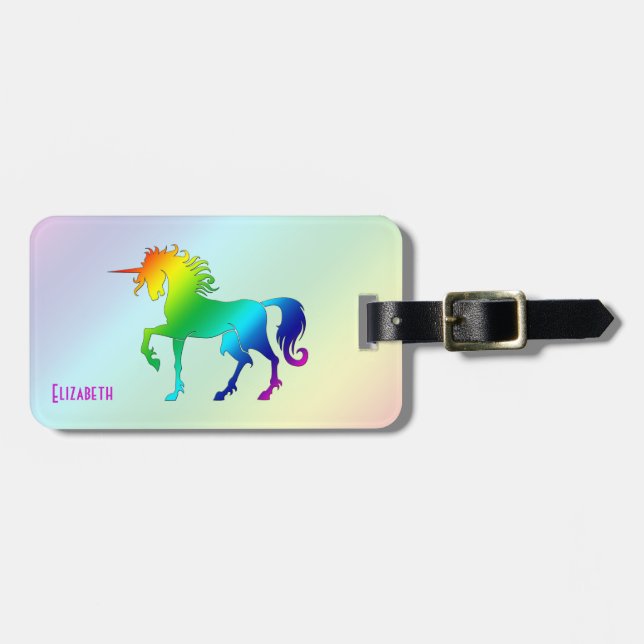 Regenbogen-Einhorn-Gepäckanhänger Gepäckanhänger (Vorderseite horizontal)