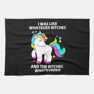 Regenbogen-Einhorn Ich war wie auch immer Einhorn Geschirrtuch