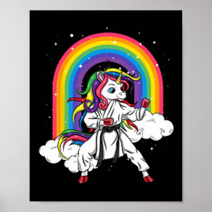 Regenbogen Einhorn Karate Taekwondo Mma Judo Kinde Poster