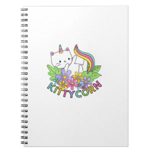 Regenbogen Einhorn Katze Kittycorn Langarm T-Shirt Notizblock