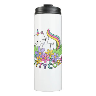 Regenbogen-Einhorn-Katze-Kittycorn-Langarm-T-Shirt Thermosbecher