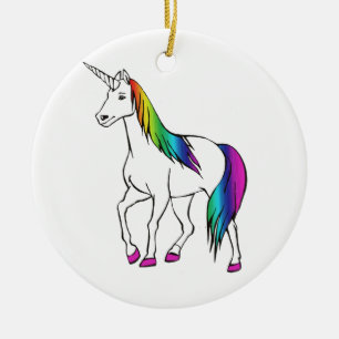 REGENBOGEN-EINHORN KERAMIKORNAMENT