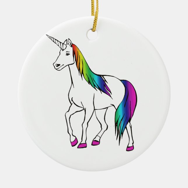 REGENBOGEN-EINHORN KERAMIKORNAMENT (Vorne)